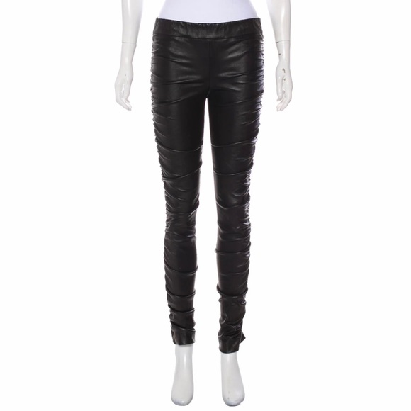 The Row Black Leather Leggings size S